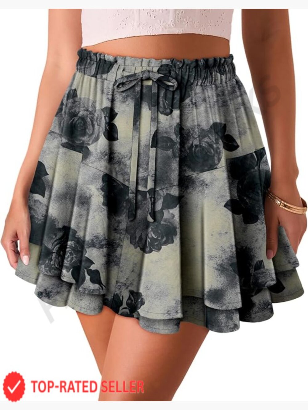 Mini Floral Skorts High Rise Ruffle Hem Flowy Shorts Casual Summer Boho Skirt